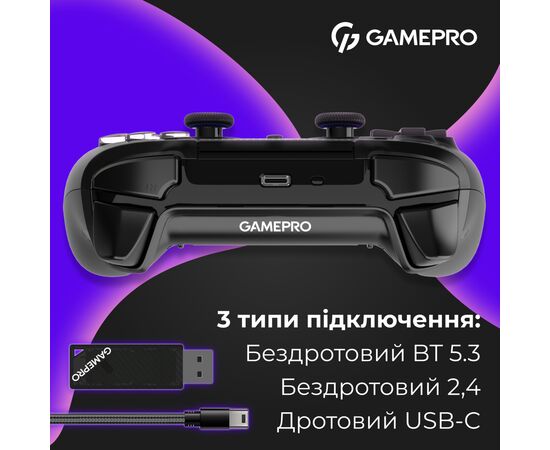 Геймпад GamePro 2.4G/BT 5.1/USB (Switch/PC/PS/iOS/Android) RGB Black (GPS20B), изображение 6