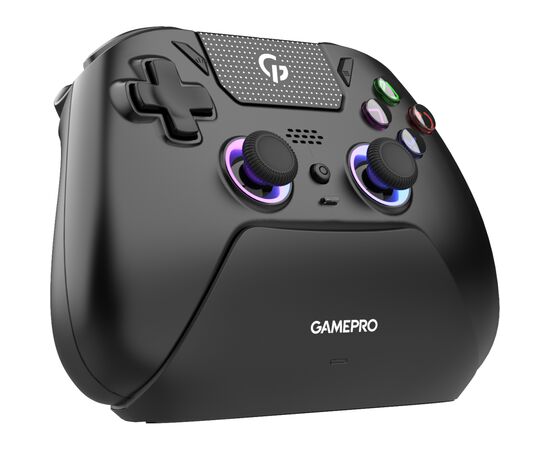 Геймпад GamePro із зарядною станцією 2.4G/BT 5.1/USB (Switch/PS/PC/iOS/Android) RGB Black (GPS20BDOC), изображение 2