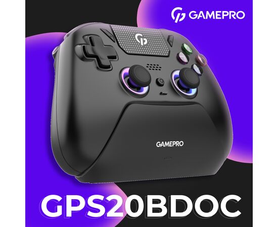 Геймпад GamePro із зарядною станцією 2.4G/BT 5.1/USB (Switch/PS/PC/iOS/Android) RGB Black (GPS20BDOC), изображение 4