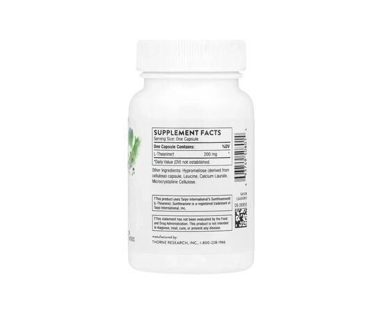 Витаминно-минеральный комплекс Thorne Research Теанин, Theanine, 90 капсул (THR-50801), изображение 2