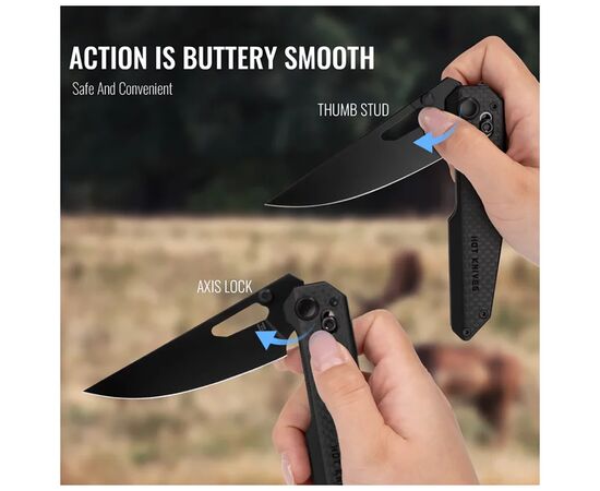 Ніж Hightron Sharplyn, 14C28N, G10 + CF, чорний, чорний клинок (HK01BLK), зображення 12