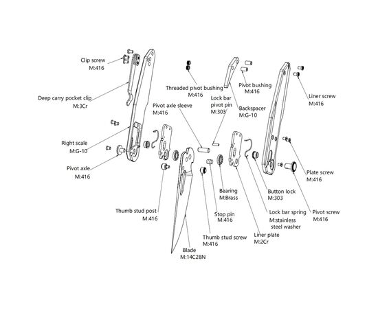 Ніж Hightron Sharplyn, 14C28N, G10 + CF, чорний, чорний клинок (HK01BLK), зображення 9