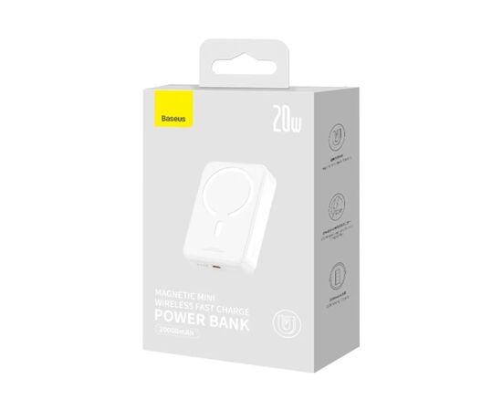 Батарея універсальна Baseus Magnetic Mini Wireless 20000mAh 20W, White (PPCX150002), зображення 9