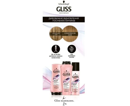 Кондиционер для волос Gliss Split Ends Miracle Express-Repair Conditioner 200 мл (9000101287233), изображение 4