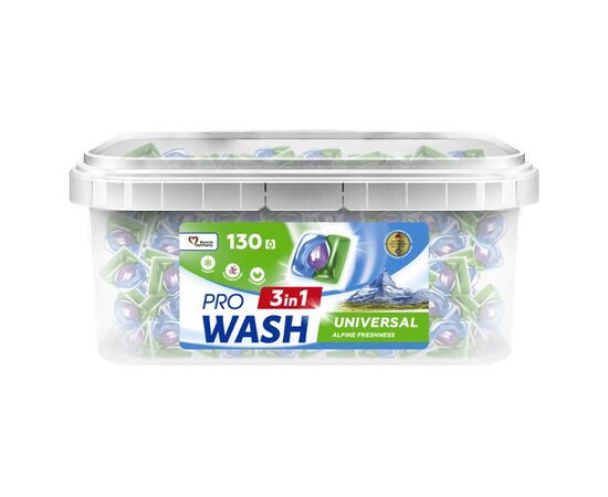 Капсулы для стирки Pro Wash Universal Альпийская свежесть 130 шт. (4823128002239)