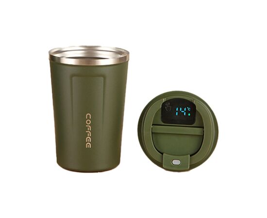 Термокружка Merlion з LED дисплеєм 380 мл, зелена (Termo-304LED-380Green)