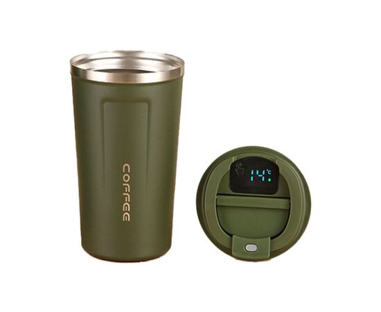 Термокружка Merlion з LED дисплеєм 510 мл, зелена (Termo-304LED-510Green)