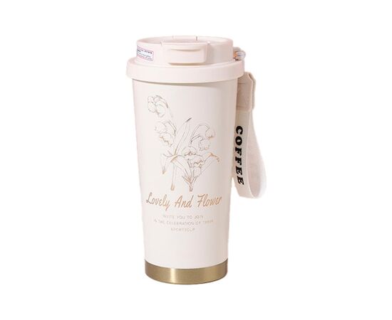 Термокружка Merlion TermCoffee 500 мл з трубочкою, біла (TermCoffee-500W)