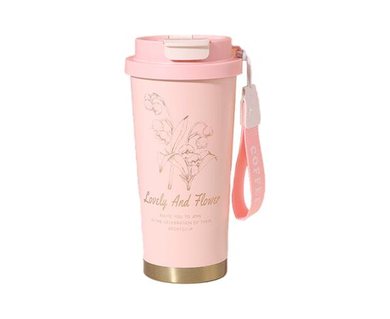 Термокружка Merlion TermCoffee 500 мл з трубочкою, рожева (TermCoffee-500Pink)