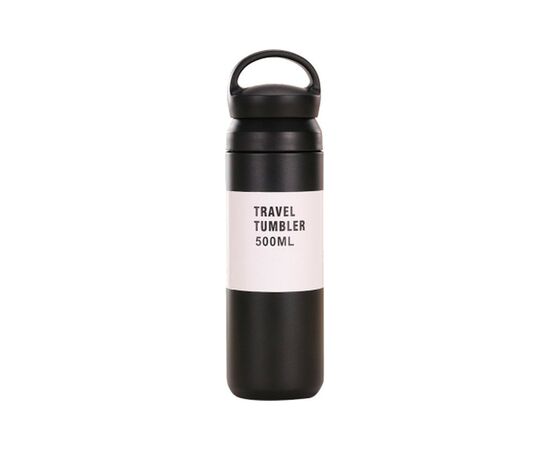 Термос Merlion Travel Tumbler 350 мл, подвійна кришка з ручкою, чорний (SUS304-350Black)