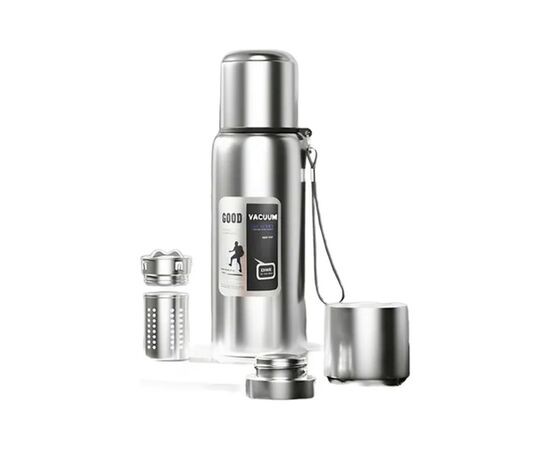 Термос Merlion з ситечком та чашкою 1 л, сталевий (ZK-127-1000Grey)