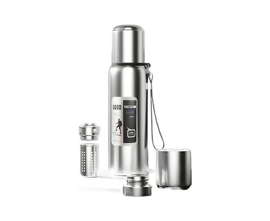 Термос Merlion з ситечком та чашкою 1,5 л, сталевий (ZK-127-1500Grey)