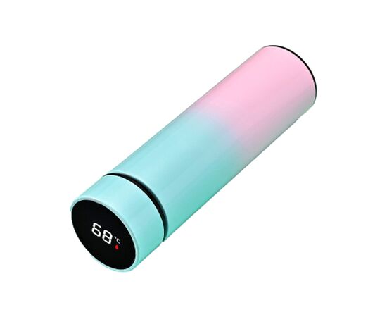 Термос Merlion з цифровим термометром 0,5 л, блакитно-рожевий (SUS-304E-BP/500)