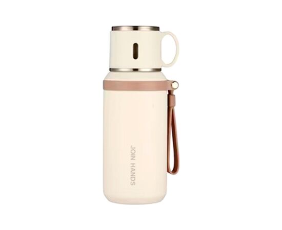 Термос Merlion з чашкою та ситечком 0,6 л, білий (TermTea-600White)