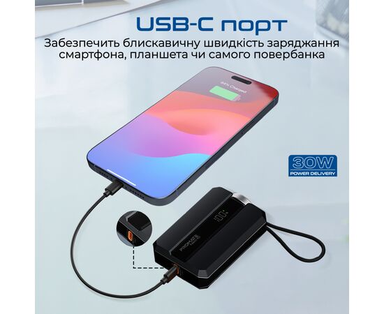 Батарея универсальная Promate 10000mAh PD/30W, iWatch charging (neo-10.black), изображение 6