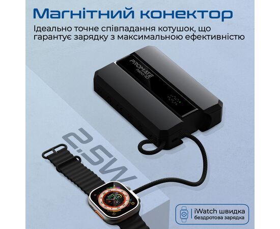 Батарея универсальная Promate 10000mAh PD/30W, iWatch charging (neo-10.black), изображение 7