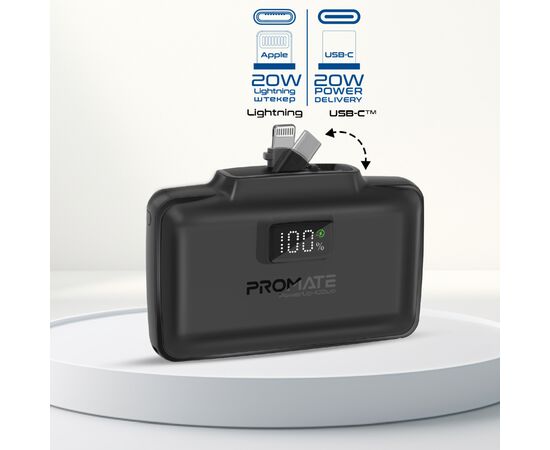 Батарея універсальна Promate 10000mAh PD/20W (powerup-10duo.black), зображення 4