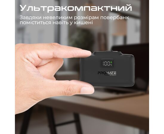 Батарея універсальна Promate 10000mAh PD/20W (powerup-10duo.black), зображення 8