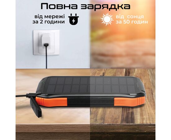 Батарея універсальна Promate 10000mAh PD/20W, QC/3/0, Solar, QI, IP65 (solartank-10pdqi.black), зображення 9