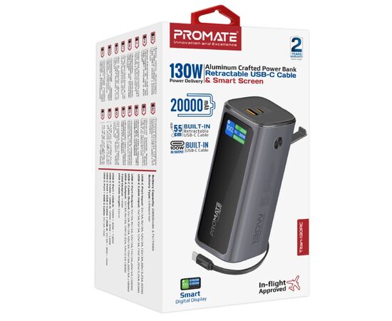 Батарея універсальна Promate 20000mAh PD/130W (titan-130rc), зображення 2