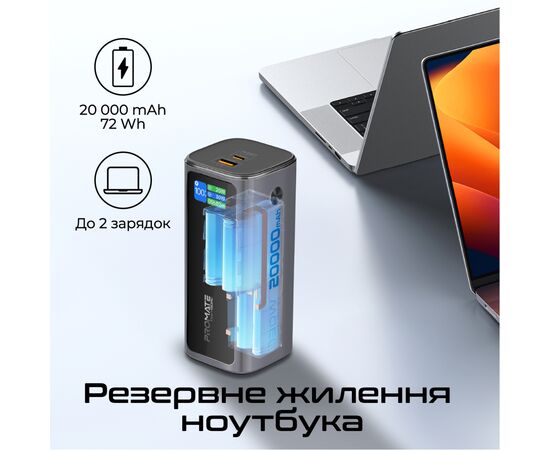 Батарея універсальна Promate 20000mAh PD/130W (titan-130rc), зображення 3