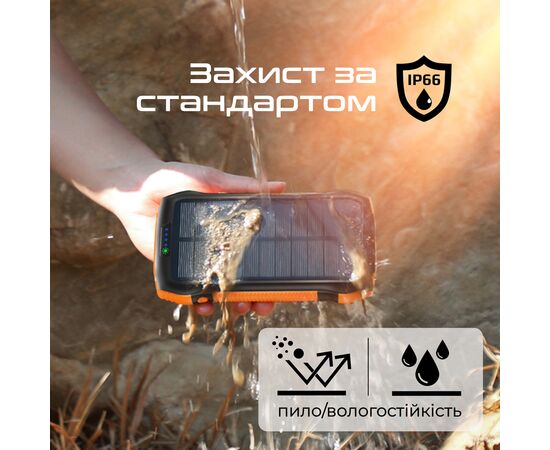 Батарея універсальна Promate 20000mAh PD/20W, QC/3/0, Solar, QI, IP65 (solartank-20pdqi.black), зображення 10