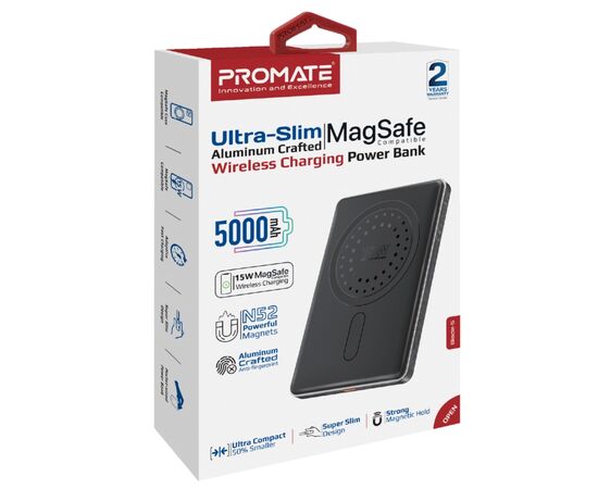 Батарея универсальная Promate 5000mAh MagSafe/15W (blade-5.black), изображение 2