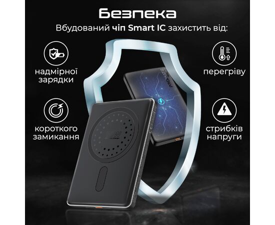 Батарея универсальная Promate 5000mAh MagSafe/15W (blade-5.black), изображение 7