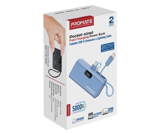 Батарея універсальна Promate 5000mAh PD/20W (nanopack-5.navy), зображення 2