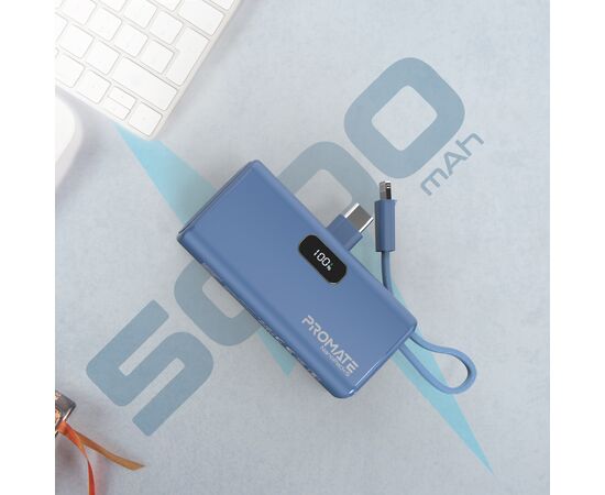 Батарея універсальна Promate 5000mAh PD/20W (nanopack-5.navy), зображення 3