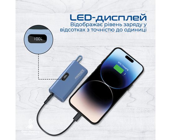 Батарея універсальна Promate 5000mAh PD/20W (nanopack-5.navy), зображення 8