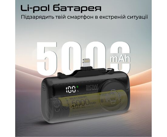 Батарея універсальна Promate 5000mAh PD/20W, Apple Watch charging (powerup-trio.black), зображення 3