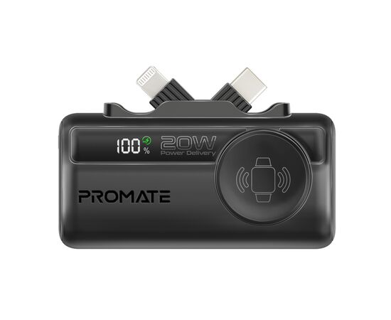 Батарея універсальна Promate 5000mAh PD/20W, Apple Watch charging (powerup-trio.black)