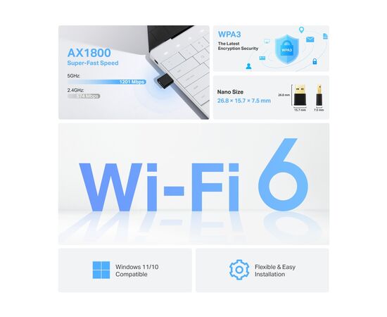 Мережева карта Wi-Fi TP-Link Archer TX20U Nano (ARCHER-TX20U-NANO), зображення 3