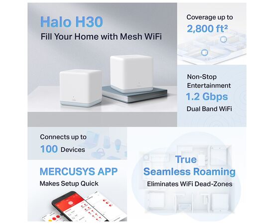 Точка доступа Wi-Fi Mercusys HALO-H30-2-PACK, изображение 8