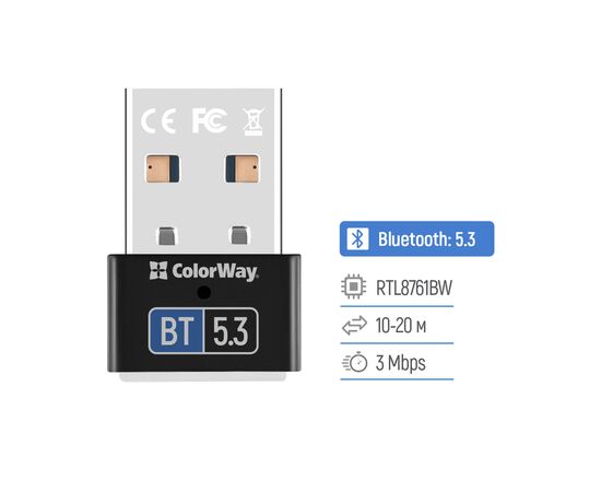 Bluetooth-адаптер ColorWay BT 5.3 (CW-AD-BT53), зображення 6
