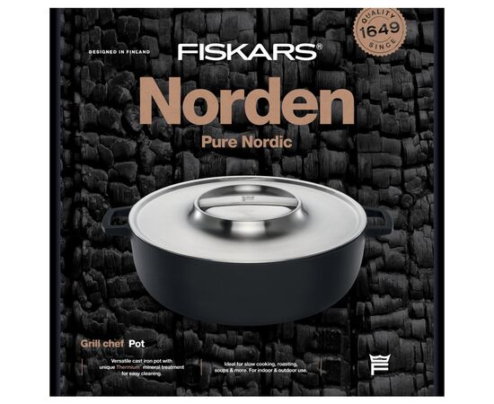 Кастрюля Fiskars Norden Grill з кришкою чавунна 6 л (1066430), изображение 8