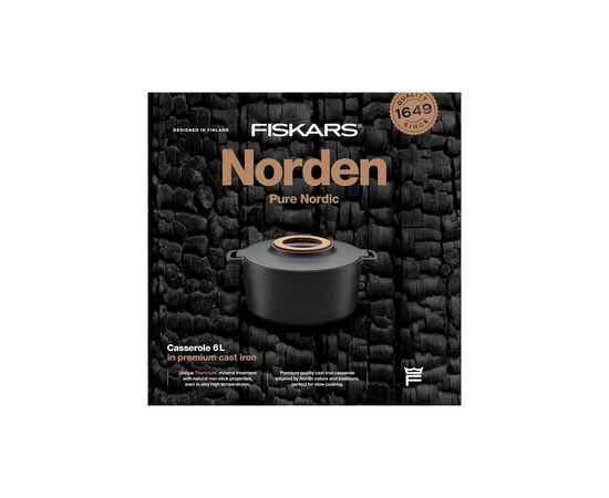 Каструля Fiskars Norden чавунна 6 л чорна (1026566), зображення 6