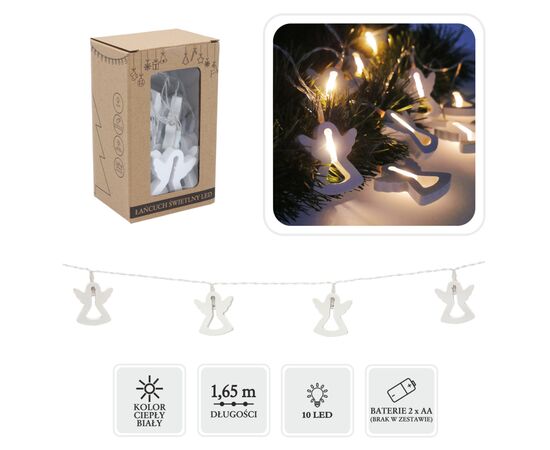 Гирлянда Chomik Янгол 10 LED, теплий білий, IP20, 2хАА (5900779854048)