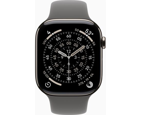 Смарт-годинник Apple Watch Series 11 GPS + Cellular 46mm Natural Titanium Case with Stone Grey Sport Band - M/L (MFCX4RK/A), зображення 2