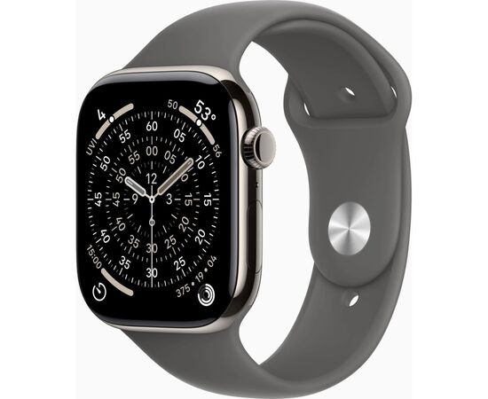 Смарт-годинник Apple Watch Series 11 GPS + Cellular 46mm Natural Titanium Case with Stone Grey Sport Band - M/L (MFCX4RK/A)