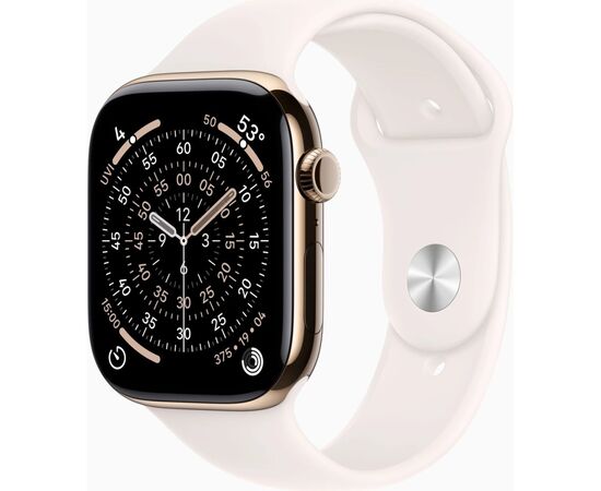 Смарт-годинник Apple Watch Series 11 GPS + Cellular 46mm Gold Titanium Case with Light Blush Sport Band - S/M (MFD54RK/A)