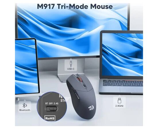 Мишка Redragon M917GB ST4R Pro Wireless/Bluetooth Black (72209), зображення 2