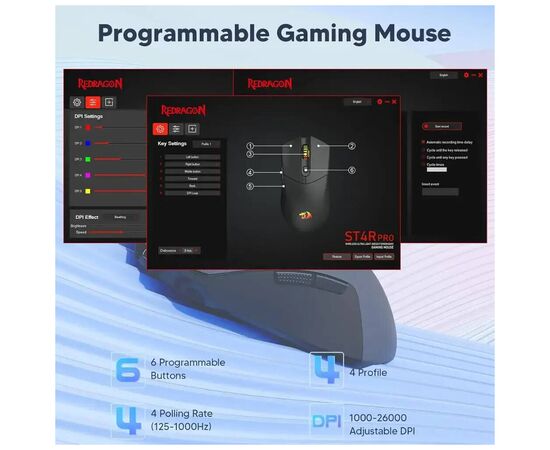 Мишка Redragon M917GB ST4R Pro Wireless/Bluetooth Black (72209), зображення 4