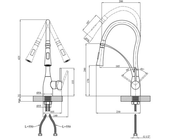 Смеситель Kroner Ersel-GRP03393BLK (CV033800), изображение 9