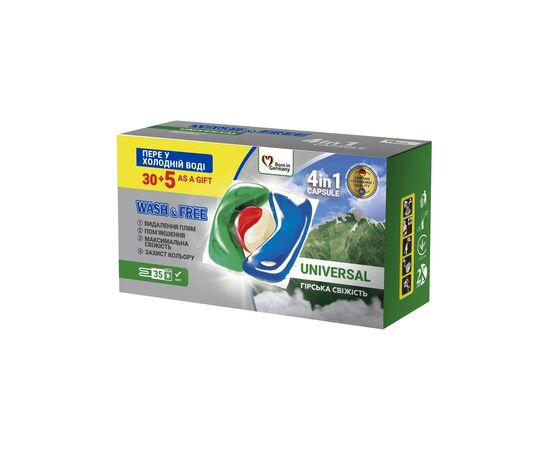 Капсули для прання Wash&Free Universal Гірська свіжість 35 шт. (4262396144430), зображення 2