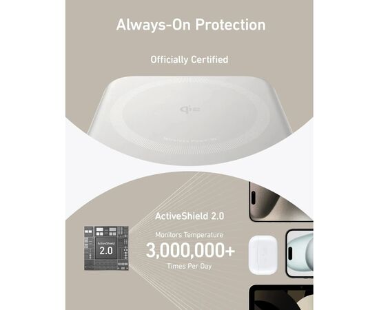 Батарея універсальна Anker MagGo 10000mAh, Qi2/15W, PD, 27W, USB-C, white (A1654G21), зображення 8