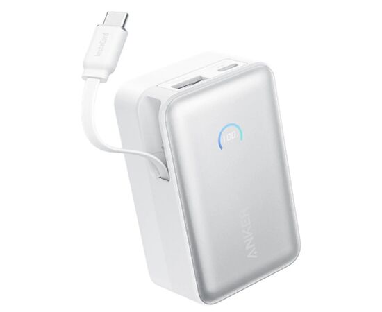 Батарея универсальная Anker Nano 10000mAh, 45W, Built-In USB-C Cable, white (A1638H21), изображение 2