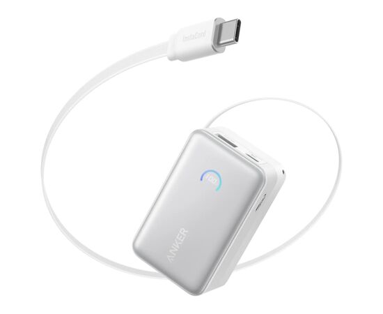 Батарея универсальная Anker Nano 10000mAh, 45W, Built-In USB-C Cable, white (A1638H21)