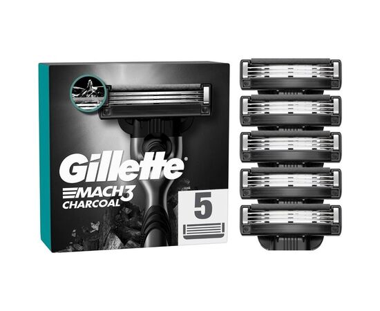 Змінні касети Gillette Mach3 Charcoal Деревне вугілля 5 шт. (8700216062770)